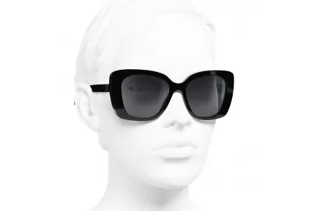 Chanel 5474Q Sunglasses Black/Grey Square Women