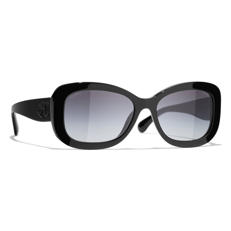 New In Stores Now CHANEL 5414 Butterfly Acetate Black Beige Sunglasses