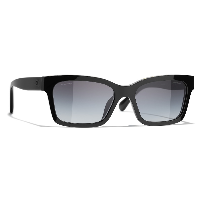 Chanel sunglasses with black textured square frame and black transparent  lenses