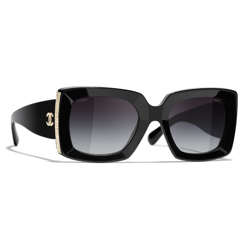Chanel 5422B C501/T8 Square Sunglasses Black 53mm